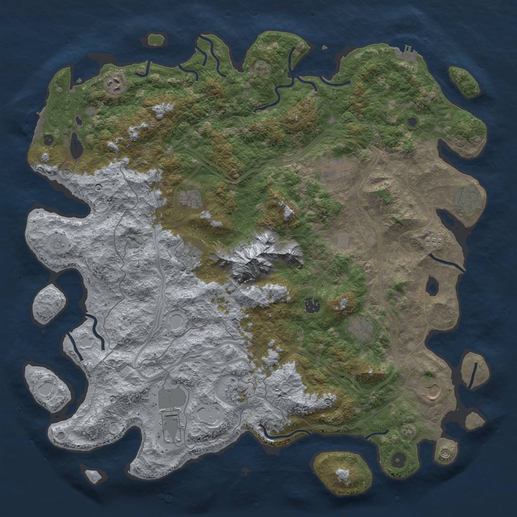 Rust Map: Procedural Map, Size: 5000, Seed: 6942069, 20 Monuments