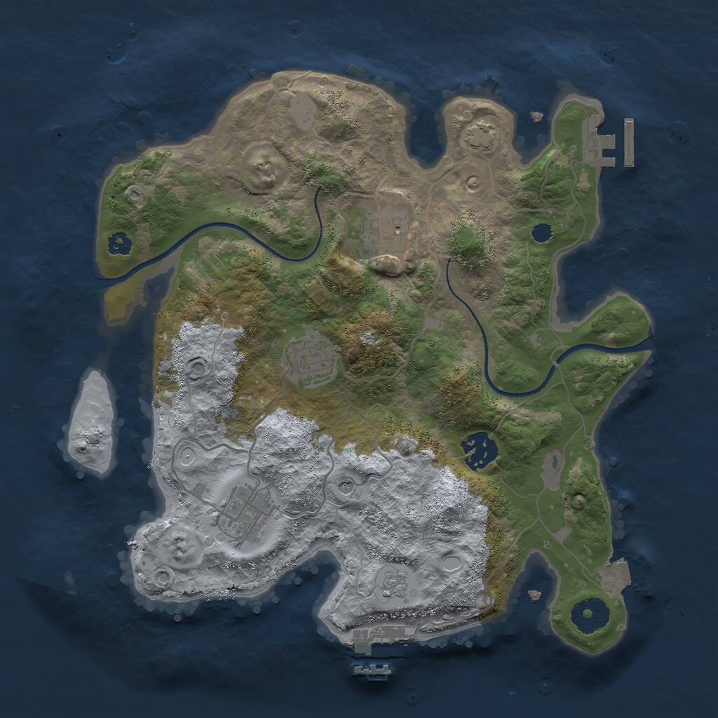 Rust Map: Procedural Map, Size: 3000, Seed: 1326978138, 10 Monuments