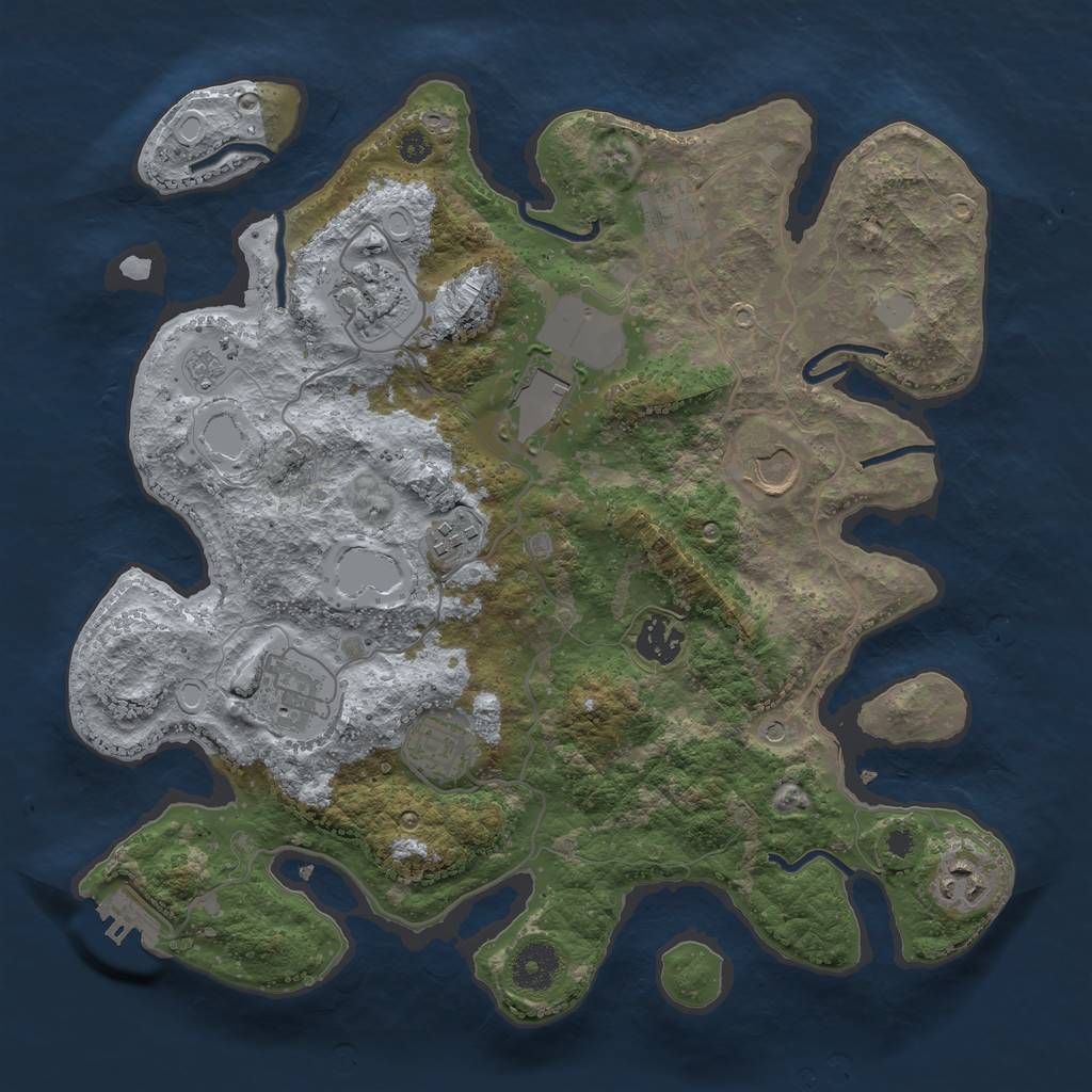 Rust Map: Procedural Map, Size: 3500, Seed: 535997592, 17 Monuments