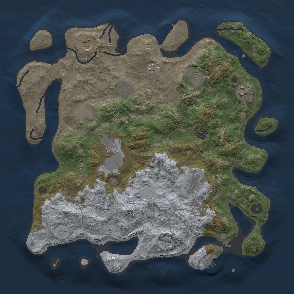 Rust Map: Procedural Map, Size: 4000, Seed: 216461320, 19 Monuments