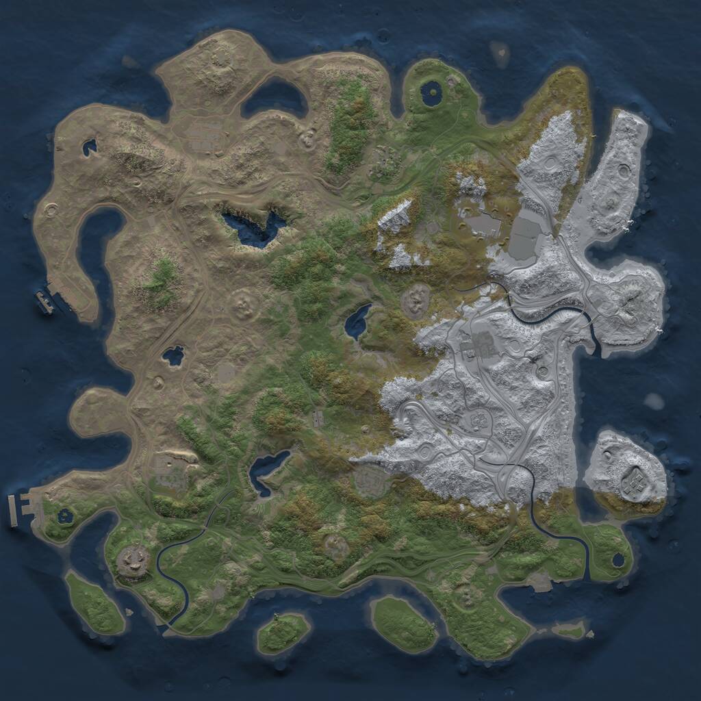 Rust Map: Procedural Map, Size: 4500, Seed: 23335622, 14 Monuments
