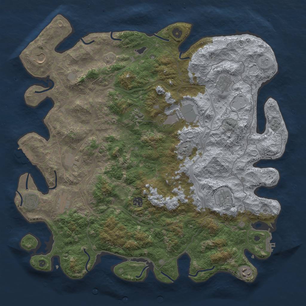 Rust Map: Procedural Map, Size: 4500, Seed: 2043842053, 20 Monuments