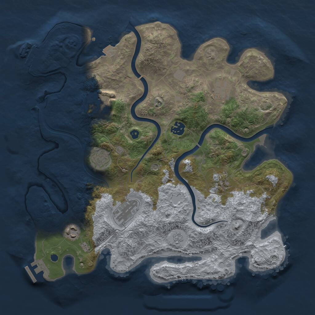 Rust Map: Procedural Map, Size: 3500, Seed: 1602116234, 13 Monuments