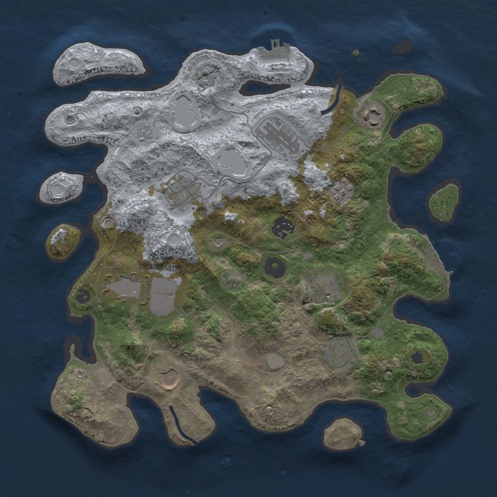 Rust Map: Procedural Map, Size: 3500, Seed: 2111004119, 18 Monuments