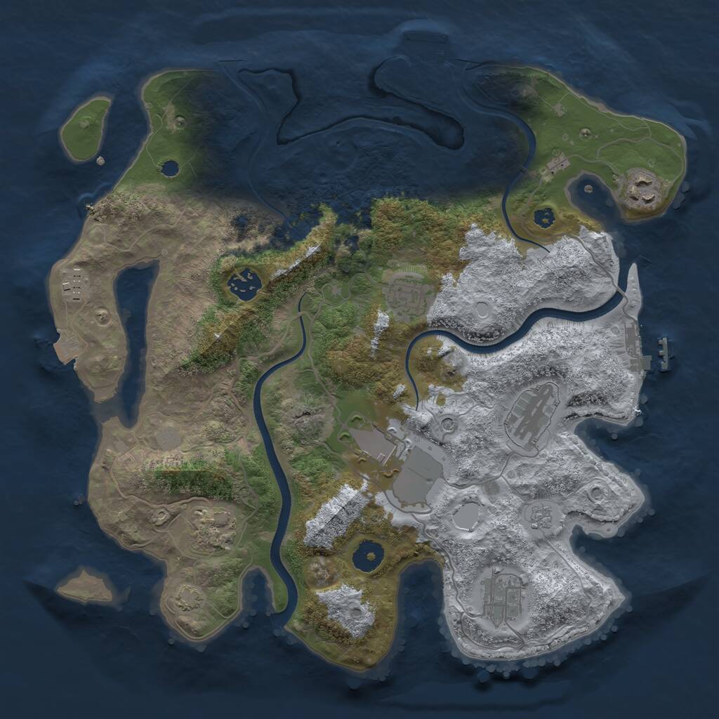 Rust Map: Procedural Map, Size: 3500, Seed: 1012491650, 14 Monuments
