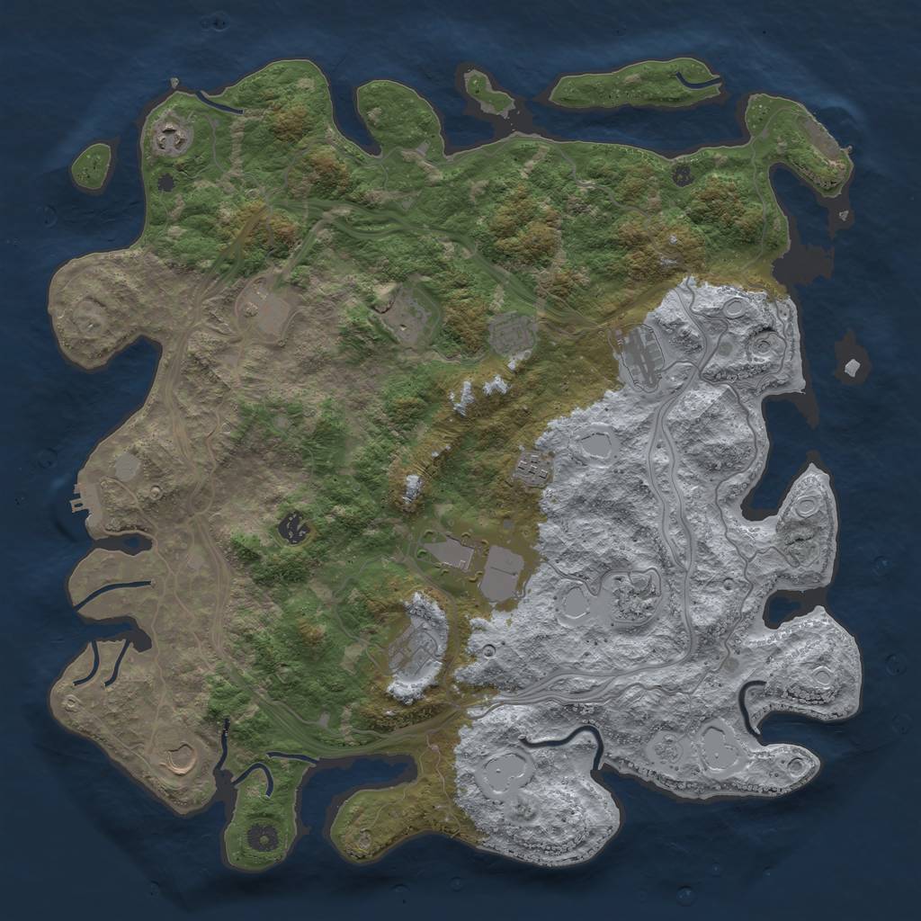 Rust Map: Procedural Map, Size: 4500, Seed: 935282603, 20 Monuments