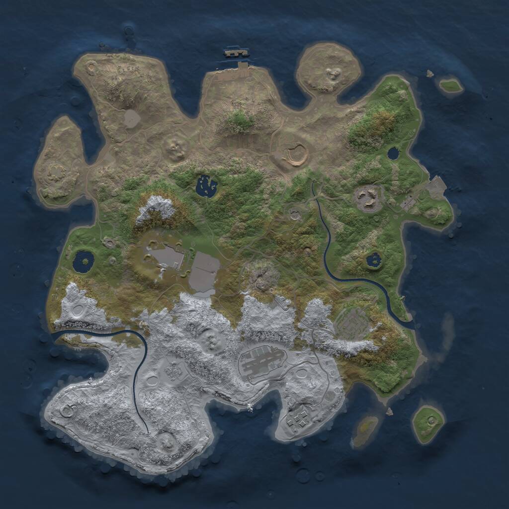 Rust Map: Procedural Map, Size: 3500, Seed: 23567, 12 Monuments