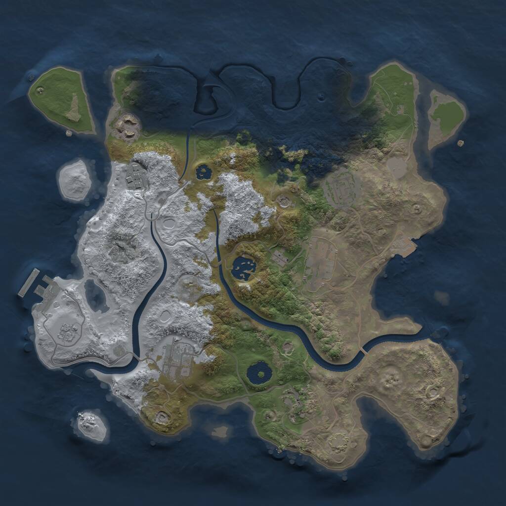 Rust Map: Procedural Map, Size: 3200, Seed: 34532346, 12 Monuments