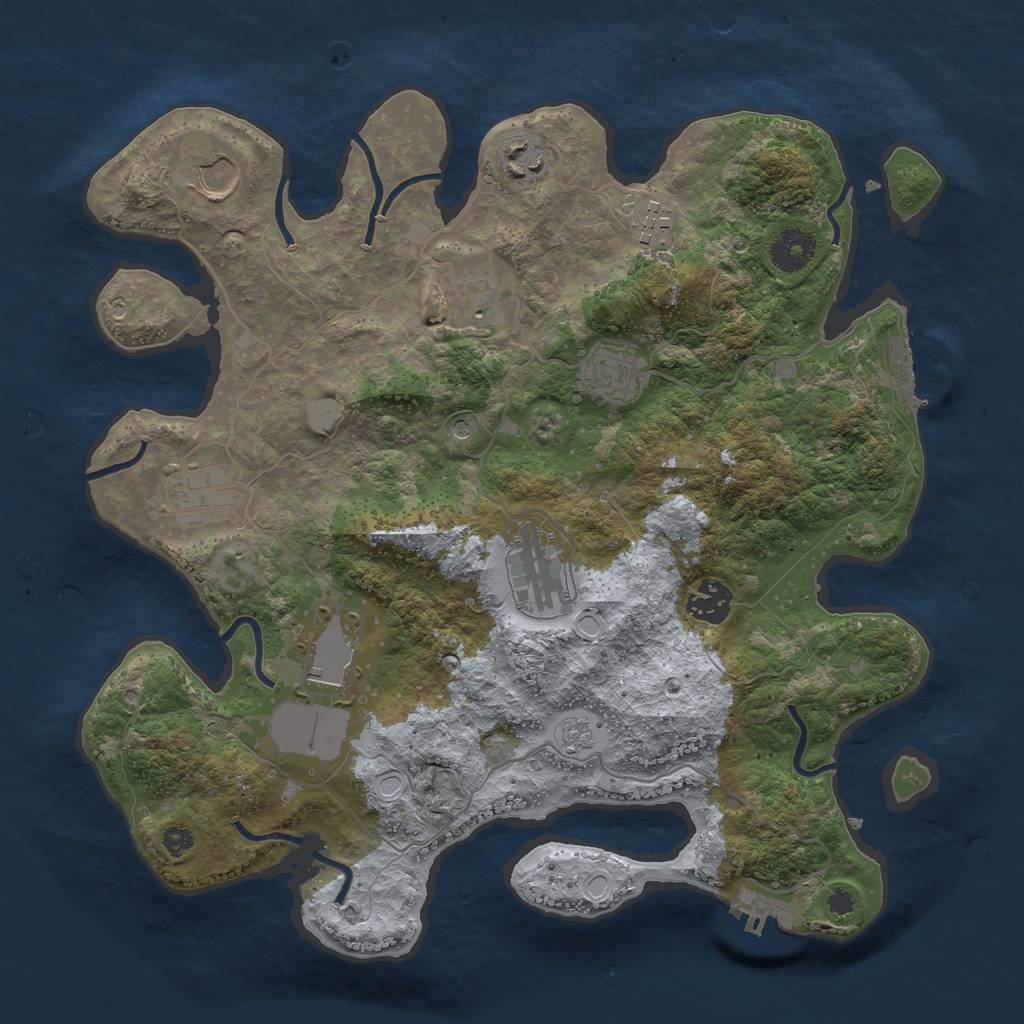 Rust Map: Procedural Map, Size: 3500, Seed: 42132132, 18 Monuments