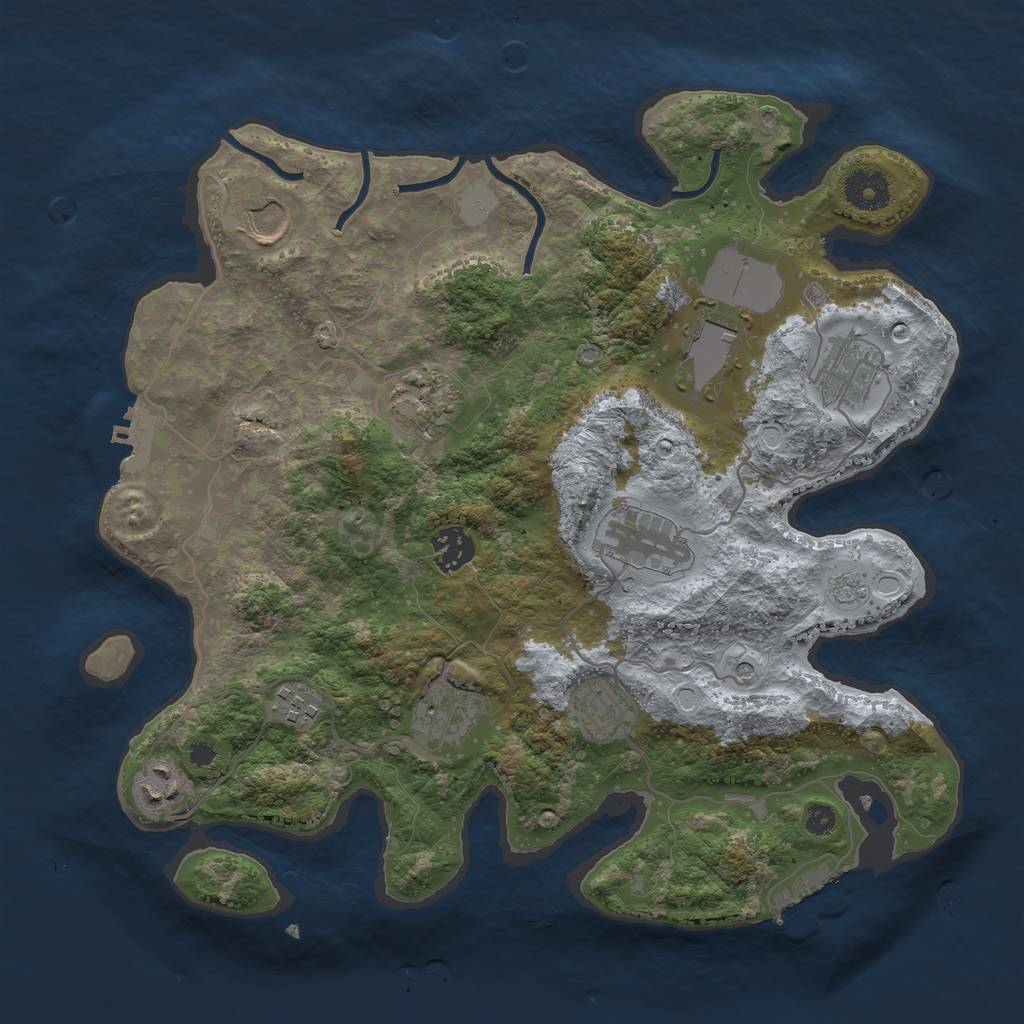Rust Map: Procedural Map, Size: 3500, Seed: 707598175, 19 Monuments