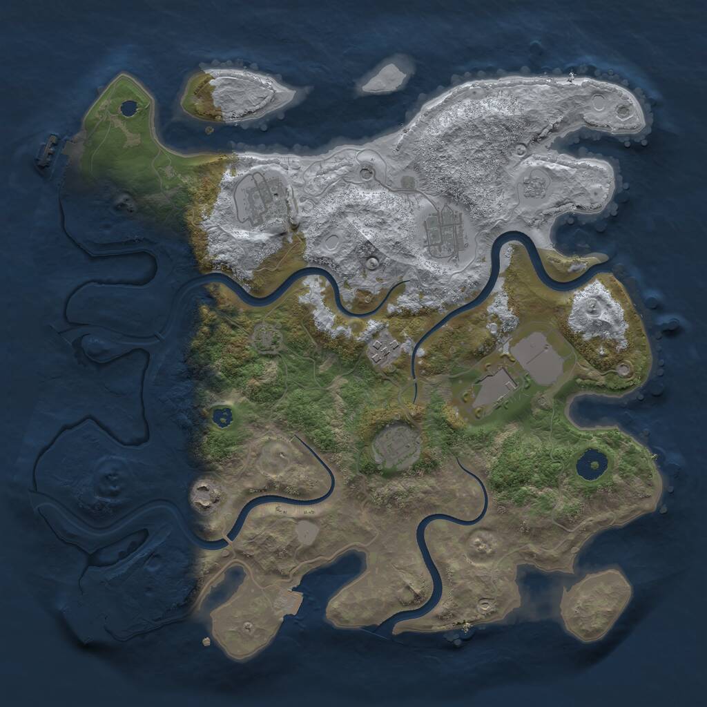 Rust Map: Procedural Map, Size: 3500, Seed: 2134928133, 12 Monuments