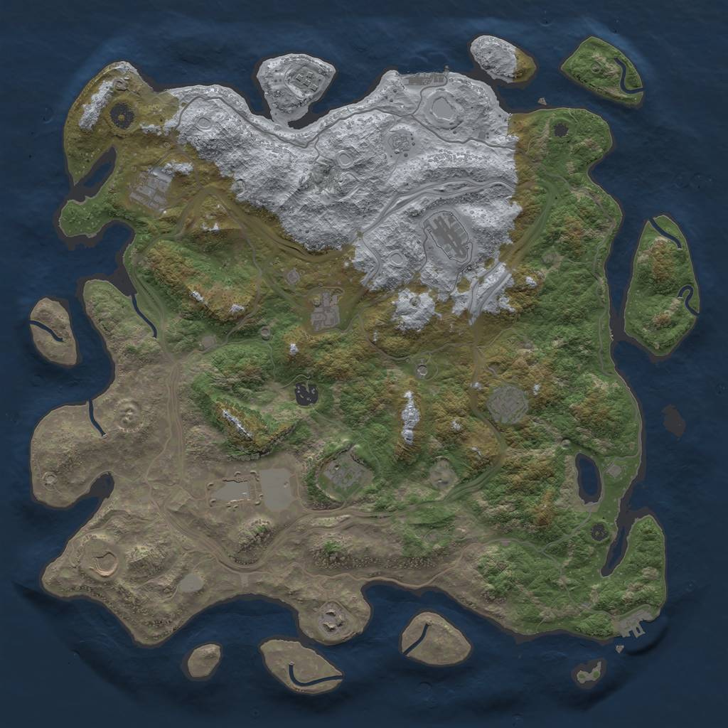 Rust Map: Procedural Map, Size: 4500, Seed: 698008569, 19 Monuments