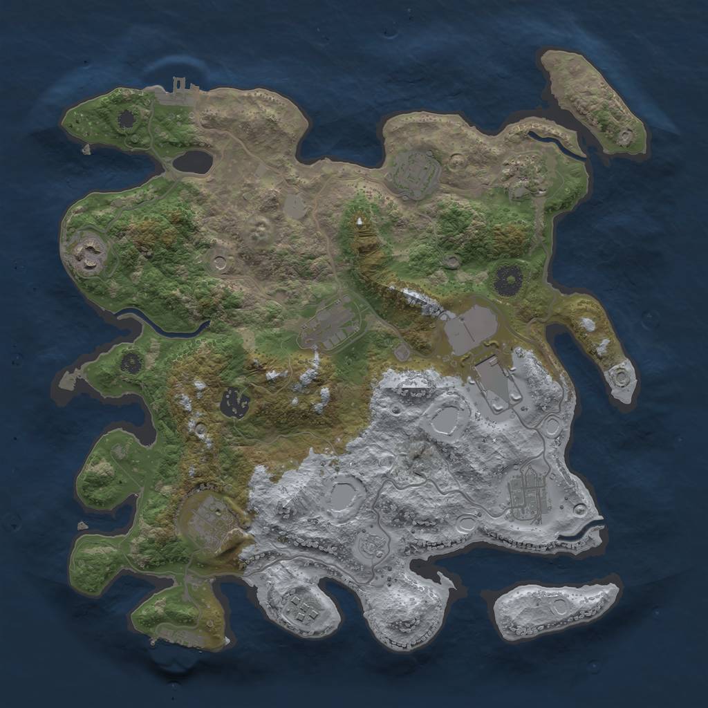 Rust Map: Procedural Map, Size: 3500, Seed: 1738239927, 18 Monuments