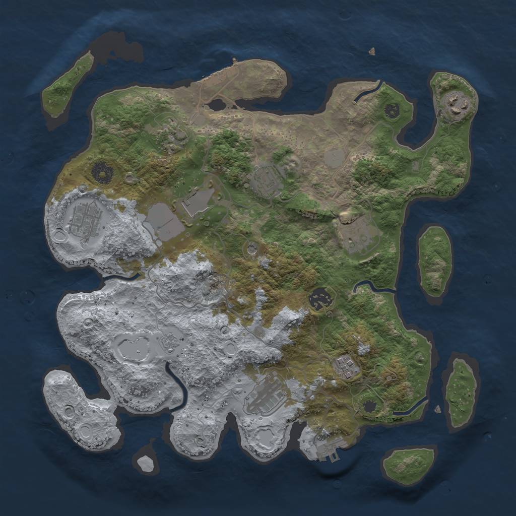 Rust Map: Procedural Map, Size: 3500, Seed: 6083981, 18 Monuments