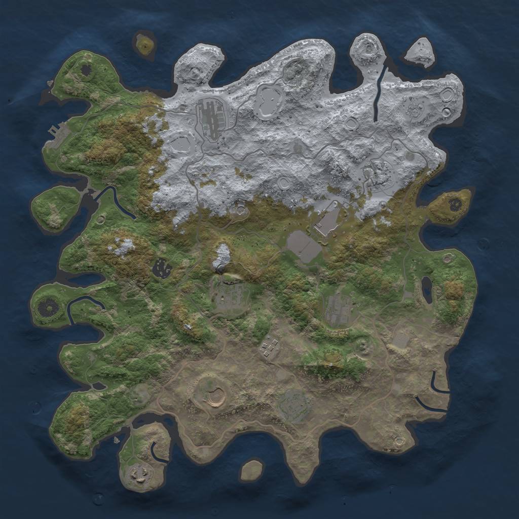 Rust Map: Procedural Map, Size: 4000, Seed: 1694205879, 18 Monuments