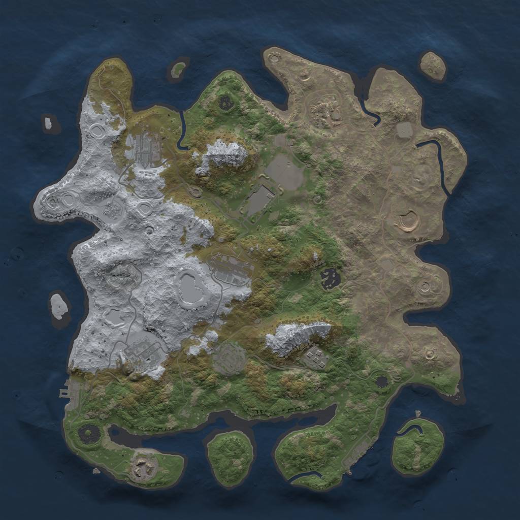 Rust Map: Procedural Map, Size: 3700, Seed: 1579309735, 19 Monuments