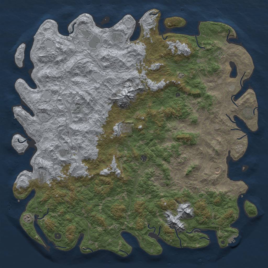 Rust Map: Procedural Map, Size: 6000, Seed: 367439183, 20 Monuments