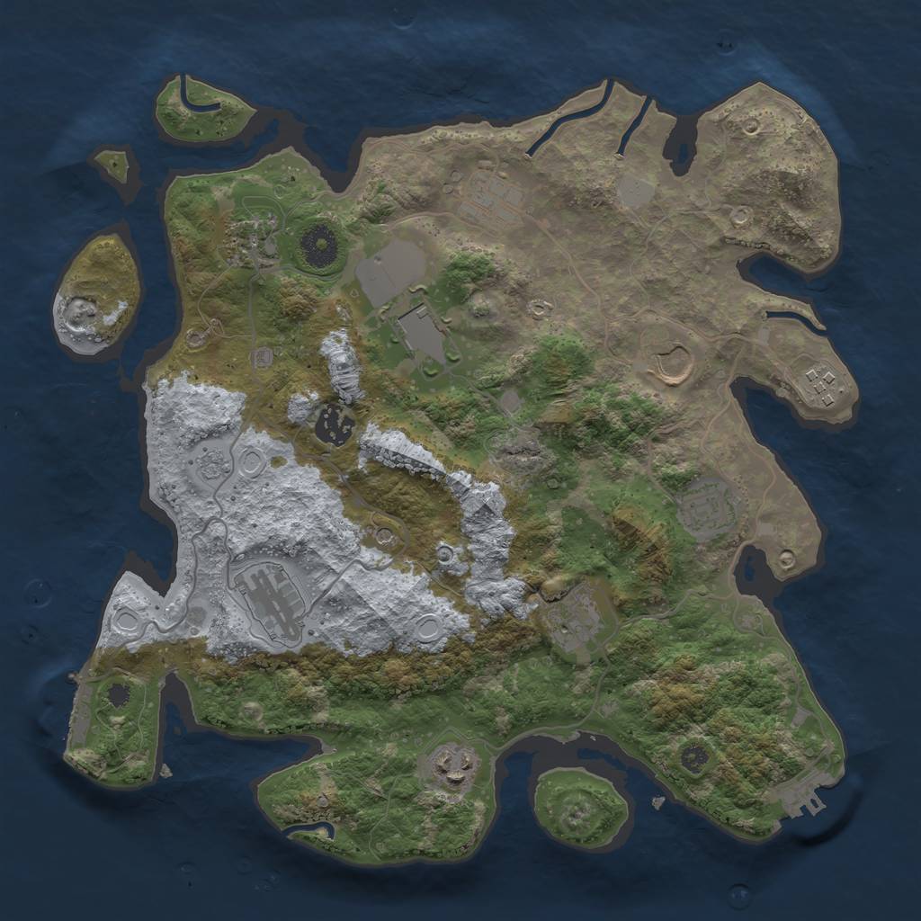 Rust Map: Procedural Map, Size: 3500, Seed: 3234, 19 Monuments