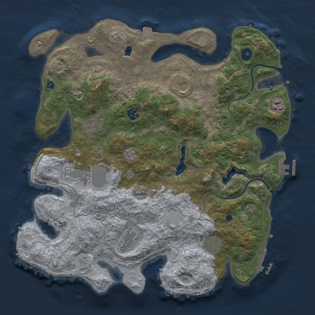 Rust Map: Procedural Map, Size: 4000, Seed: 2062549654, 14 Monuments