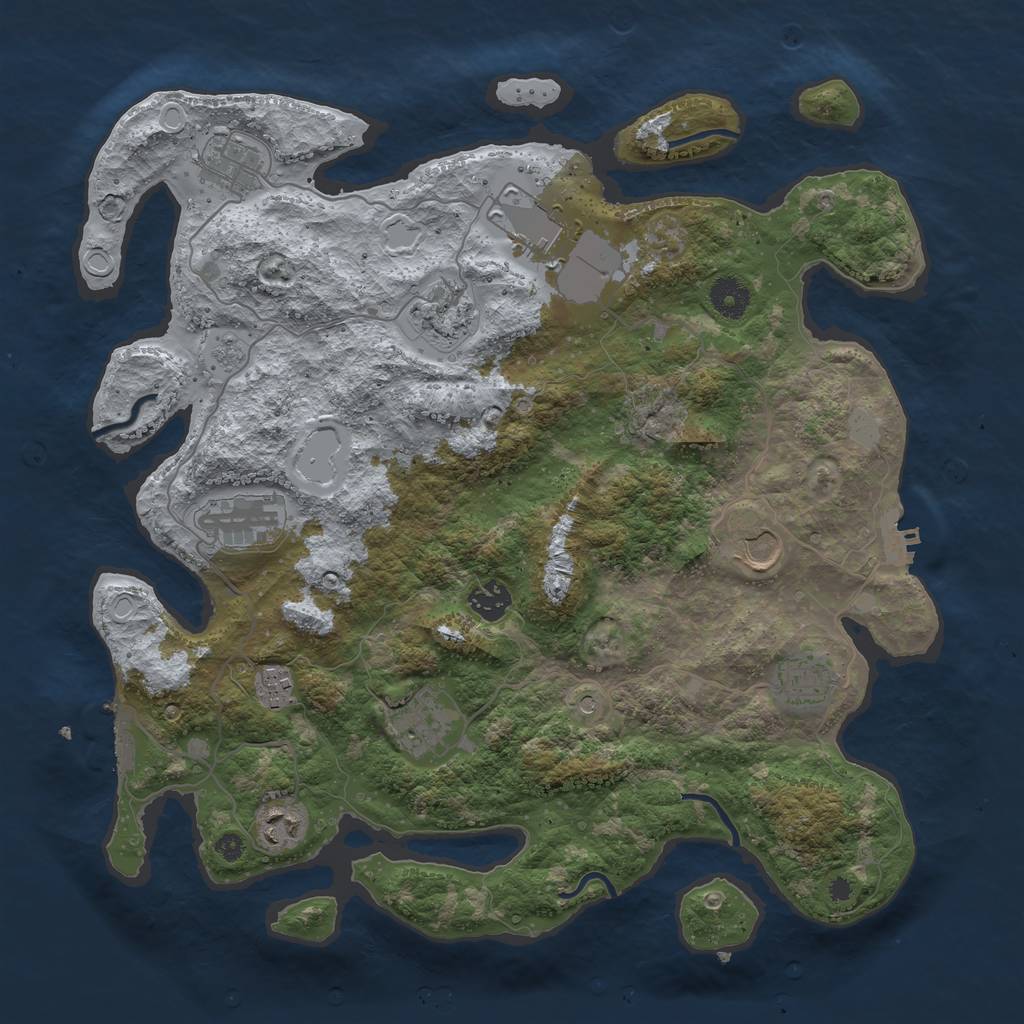 Rust Map: Procedural Map, Size: 3850, Seed: 90102426, 19 Monuments