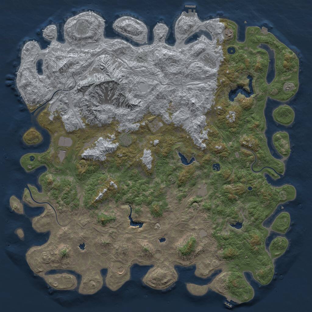 Rust Map: Procedural Map, Size: 6000, Seed: 1050993451, 17 Monuments