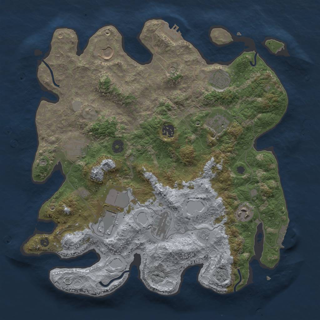 Rust Map: Procedural Map, Size: 3700, Seed: 102957, 18 Monuments