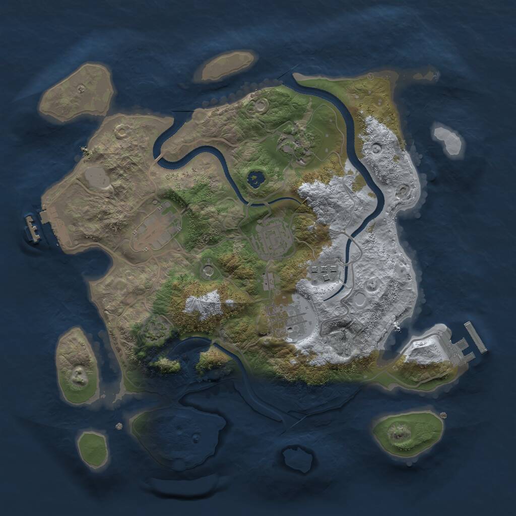 Rust Map: Procedural Map, Size: 3000, Seed: 2161651, 10 Monuments