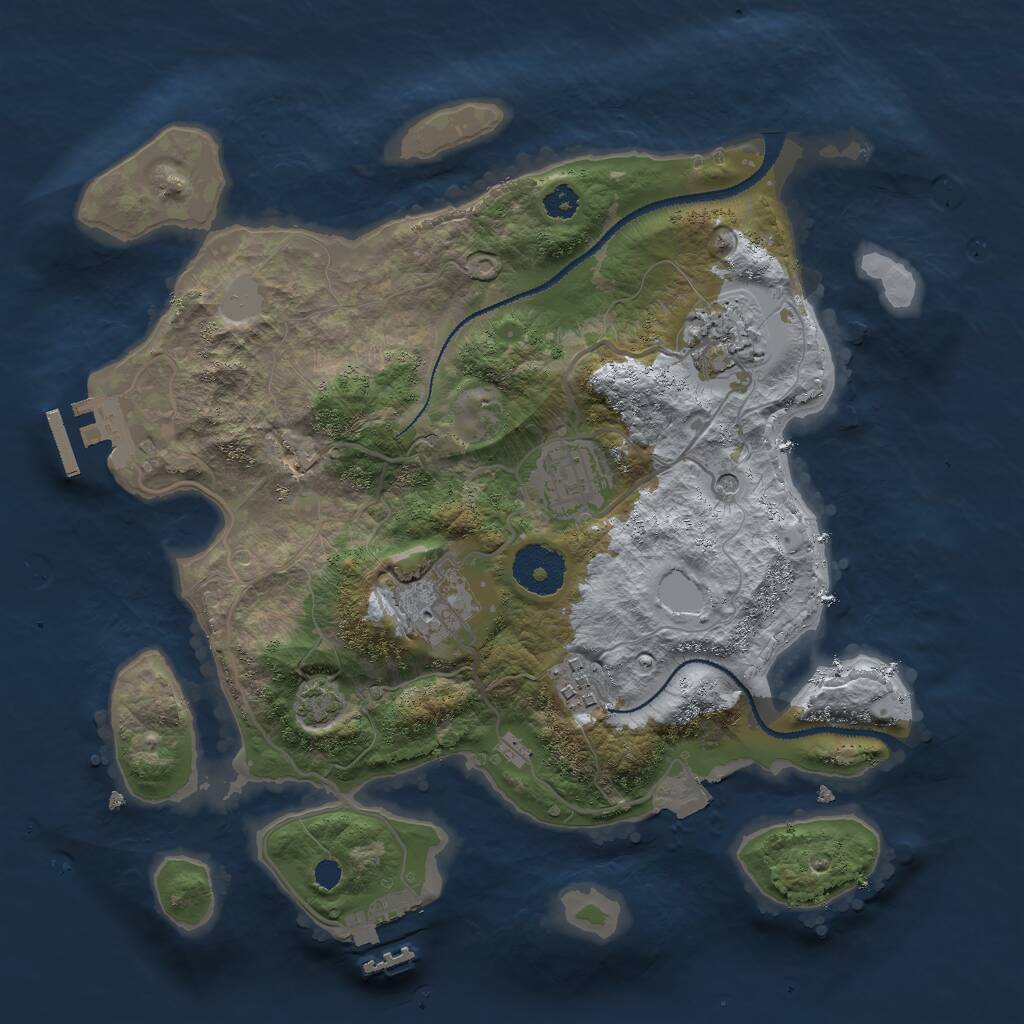 Rust Map: Procedural Map, Size: 3000, Seed: 2161651, 9 Monuments