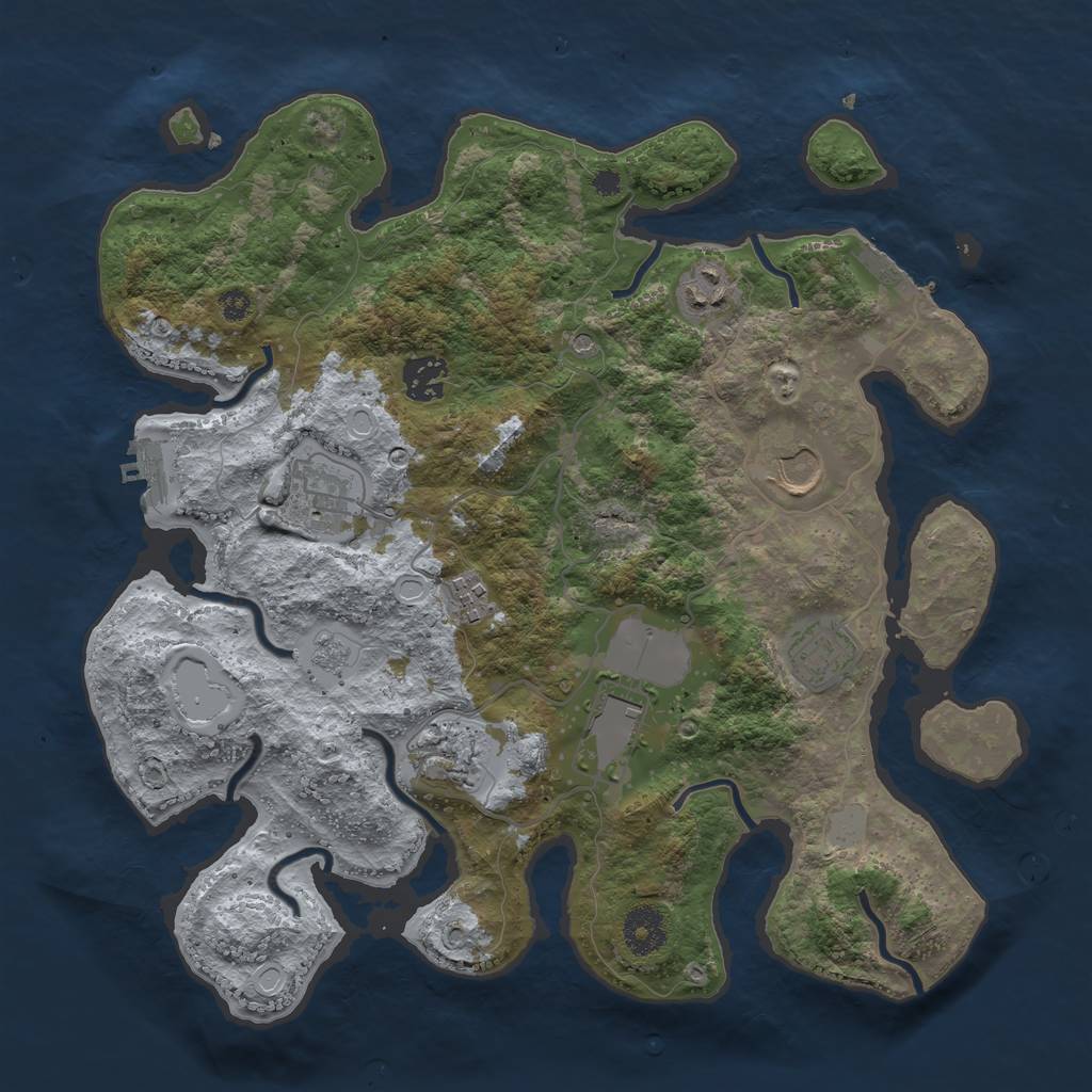 Rust Map: Procedural Map, Size: 3500, Seed: 524565013, 17 Monuments