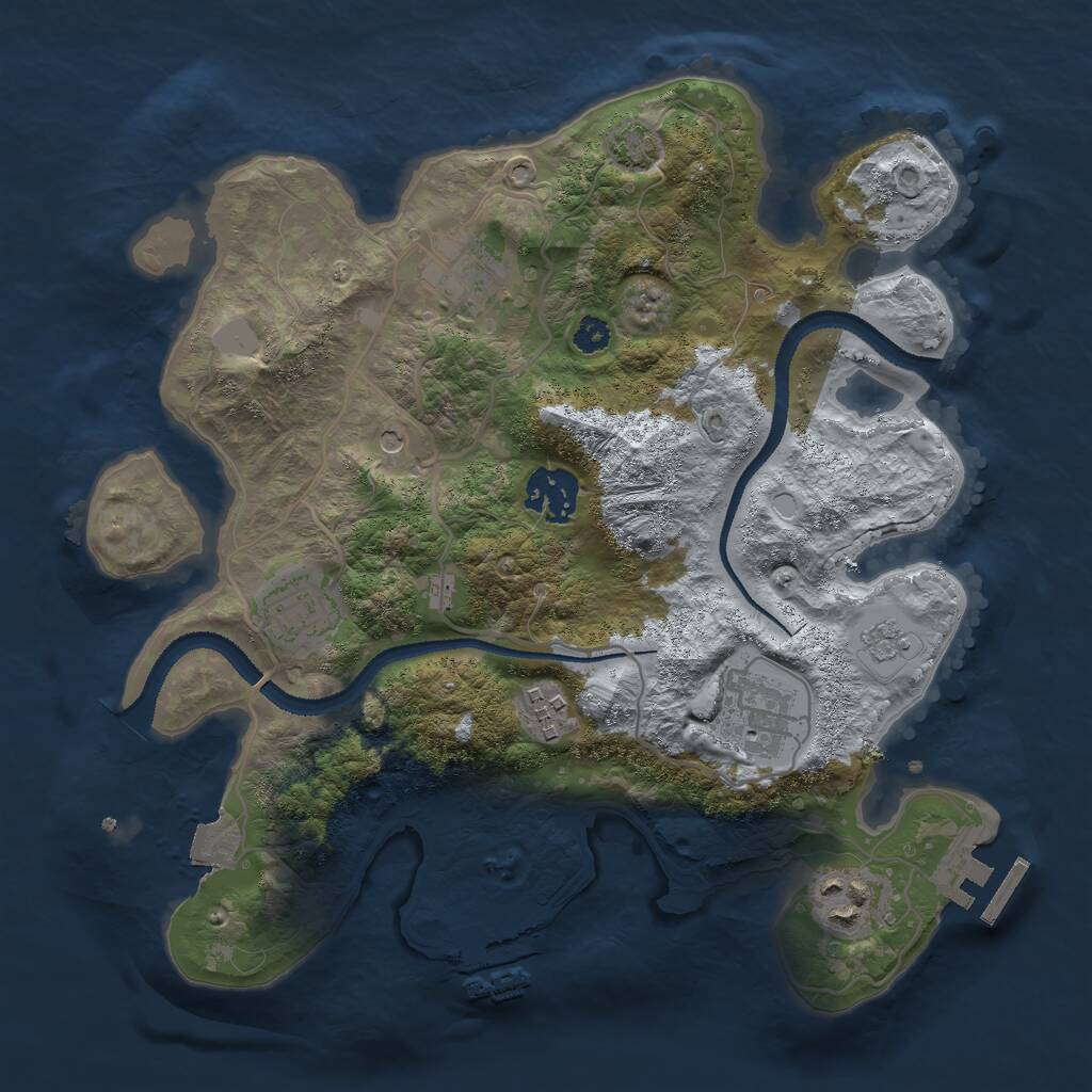 Rust Map: Procedural Map, Size: 3000, Seed: 70233148, 12 Monuments
