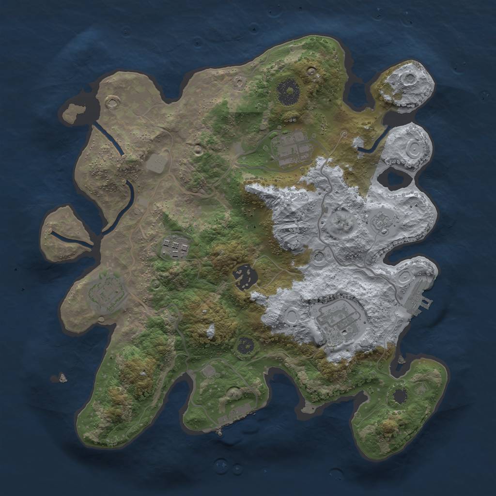 Rust Map: Procedural Map, Size: 3000, Seed: 70233148, 14 Monuments