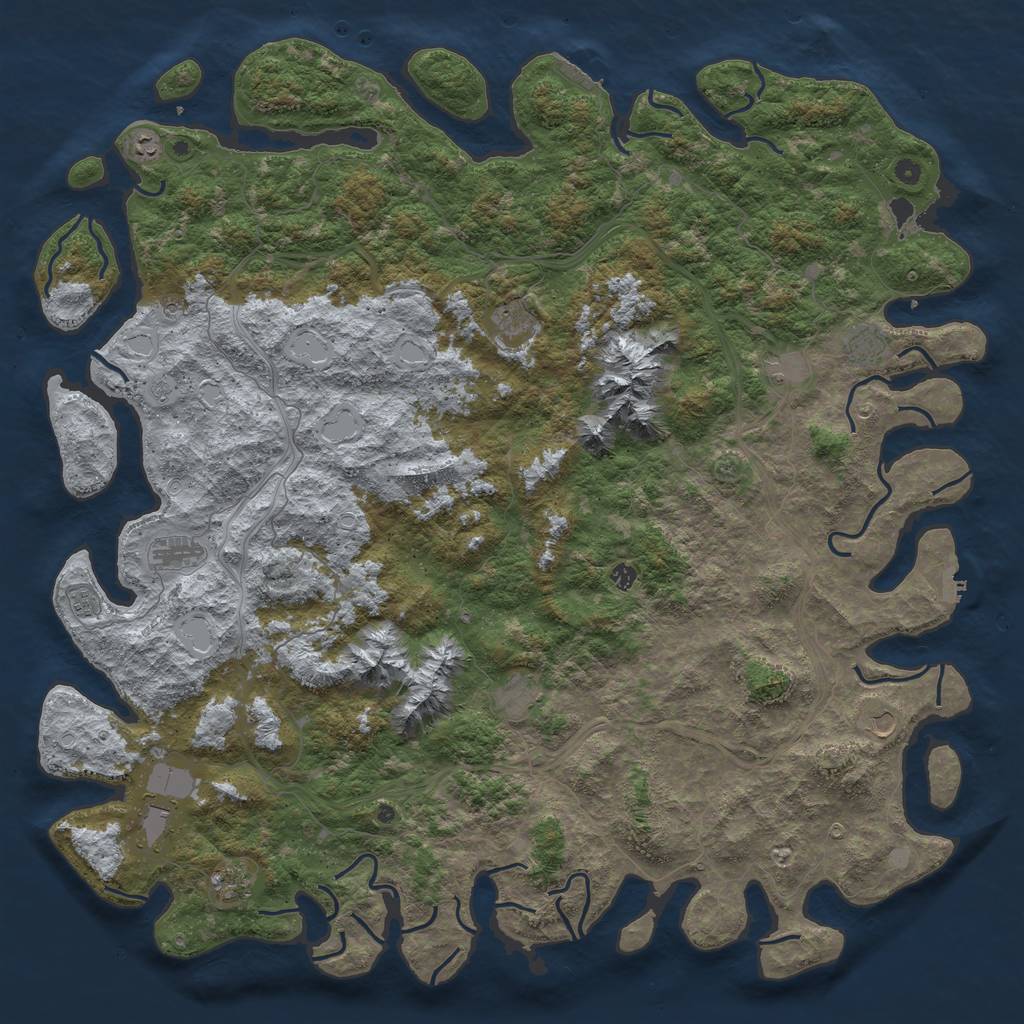Rust Map: Procedural Map, Size: 6000, Seed: 740972133, 20 Monuments