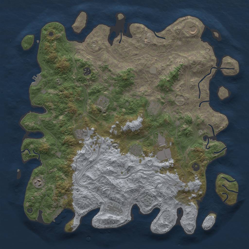 Rust Map: Procedural Map, Size: 4500, Seed: 1680908606, 19 Monuments