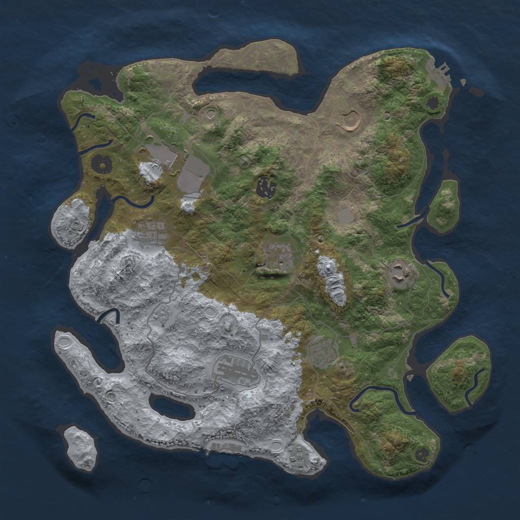 Rust Map: Procedural Map, Size: 3750, Seed: 101, 18 Monuments