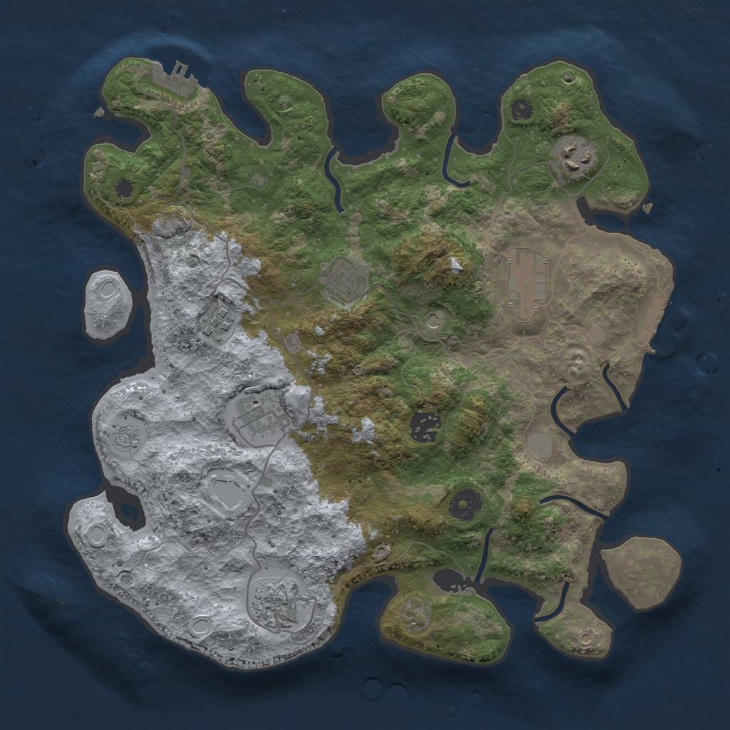 Rust Map: Procedural Map, Size: 3400, Seed: 1839752625, 16 Monuments