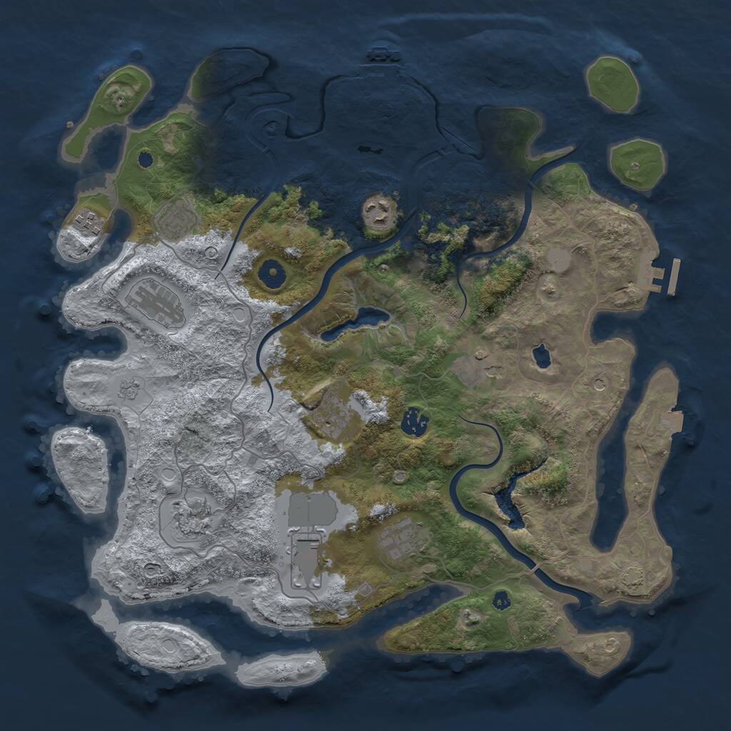 Rust Map: Procedural Map, Size: 4000, Seed: 1303942487, 16 Monuments