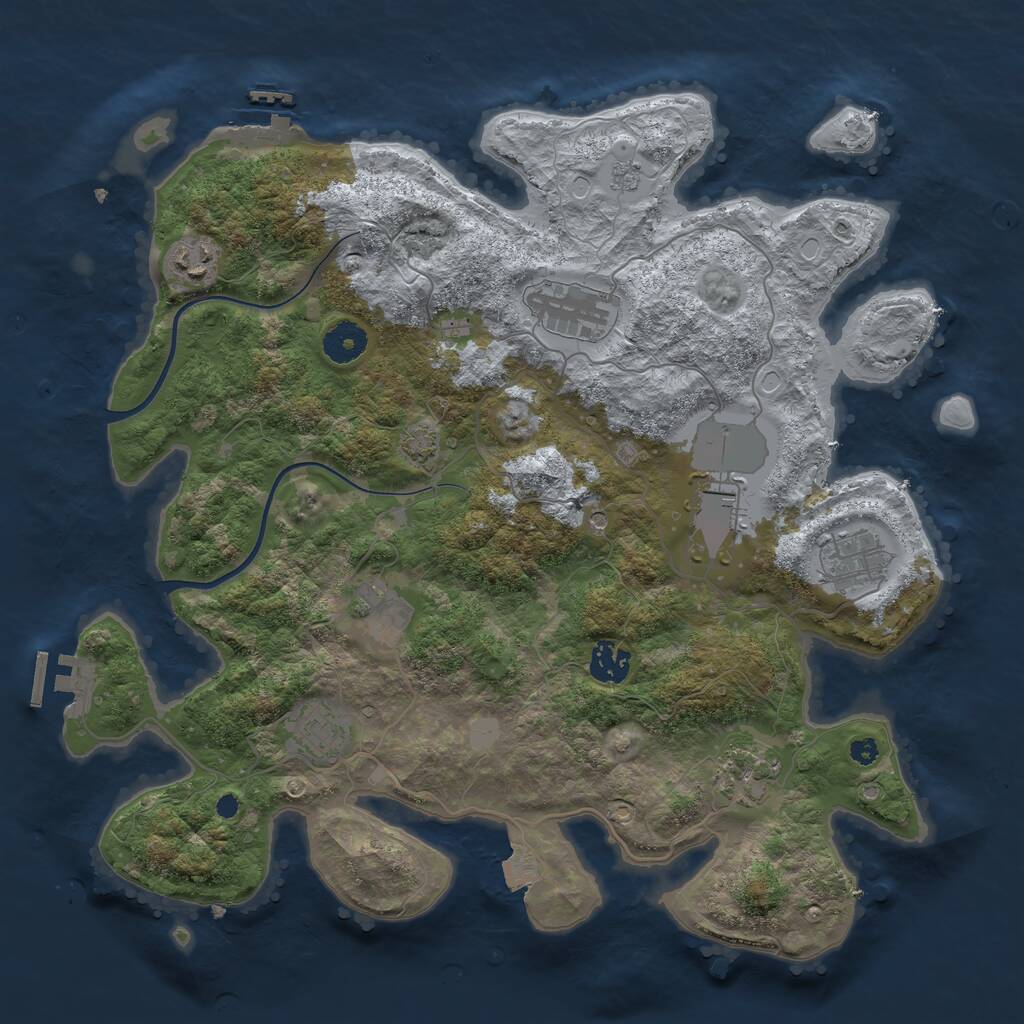 Rust Map: Procedural Map, Size: 3700, Seed: 172902, 14 Monuments