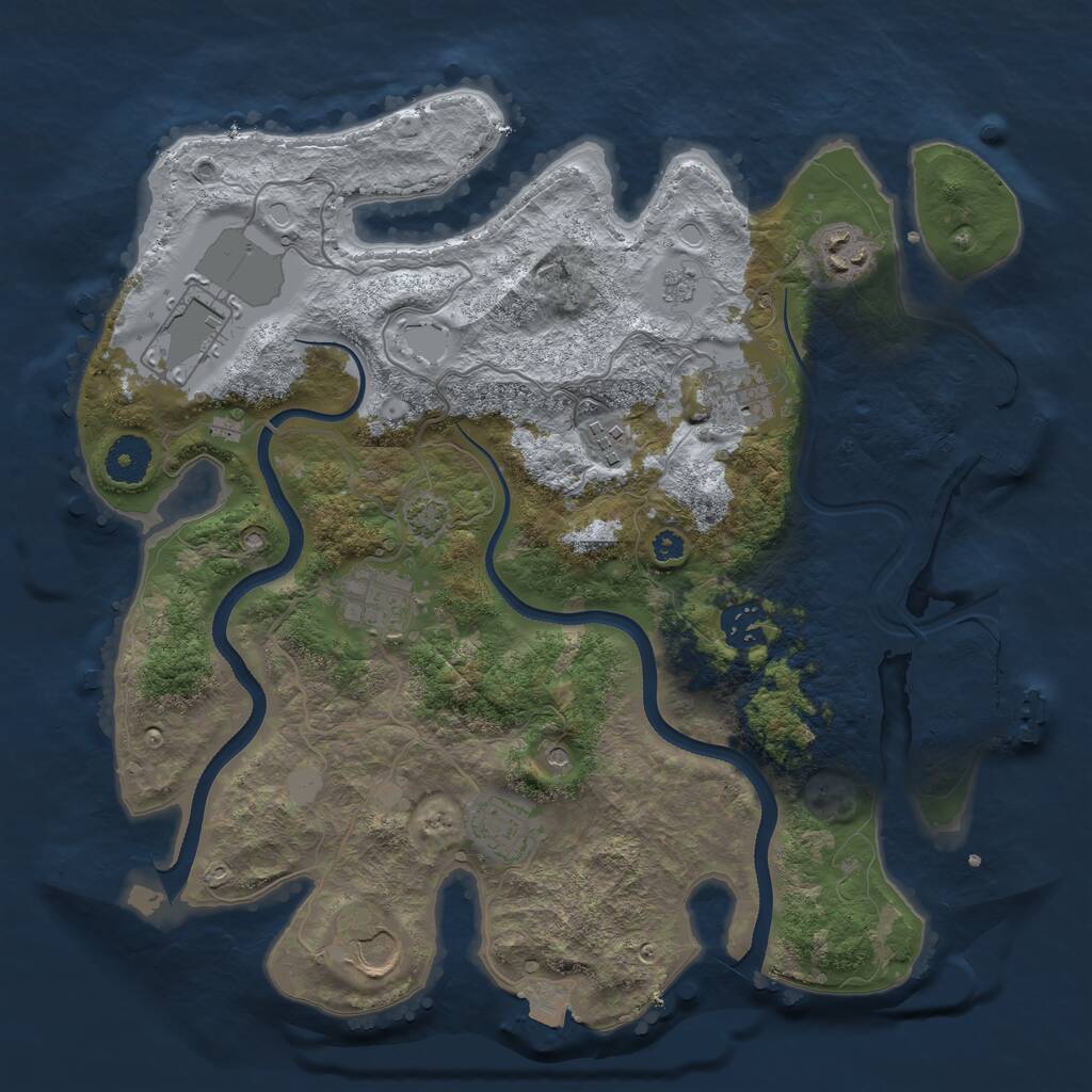 Rust Map: Procedural Map, Size: 3500, Seed: 16111011, 14 Monuments