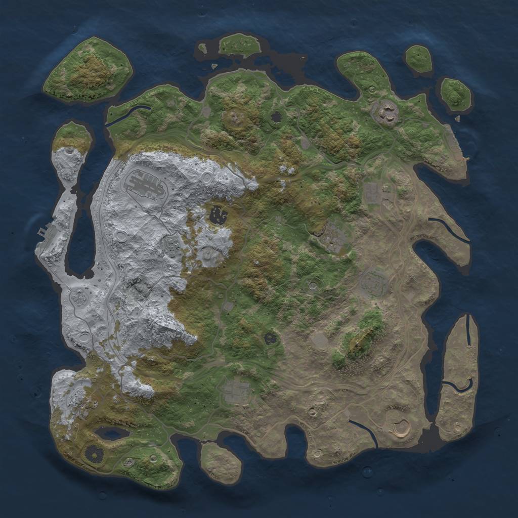 Rust Map: Procedural Map, Size: 4250, Seed: 386760128, 19 Monuments