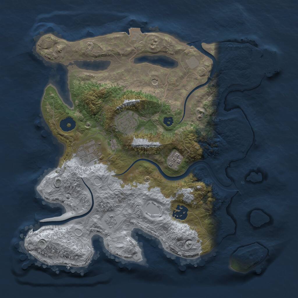 Rust Map: Procedural Map, Size: 3000, Seed: 1732490, 8 Monuments