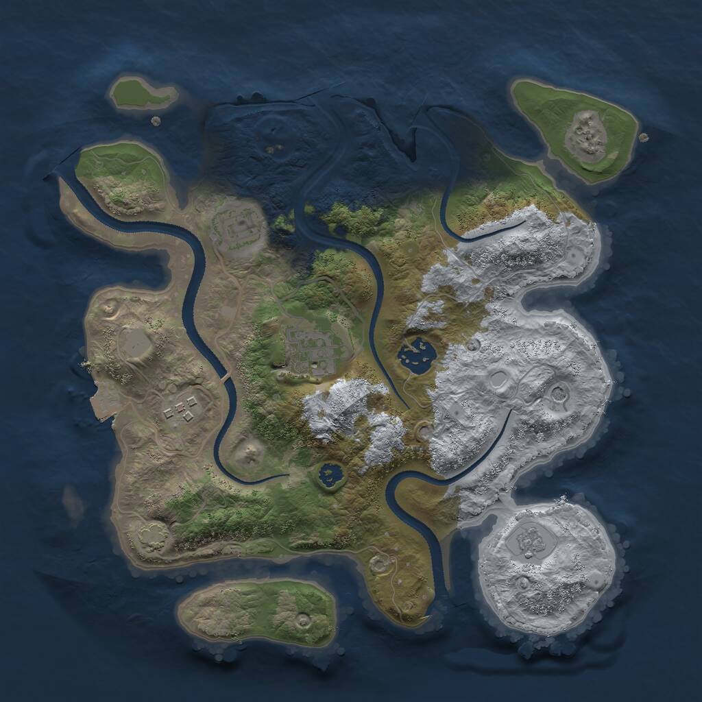 Rust Map: Procedural Map, Size: 3000, Seed: 1463561019, 8 Monuments