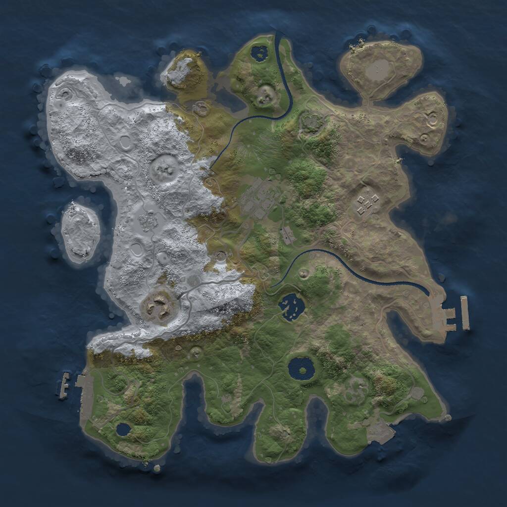 Rust Map: Procedural Map, Size: 3000, Seed: 1732208775, 10 Monuments