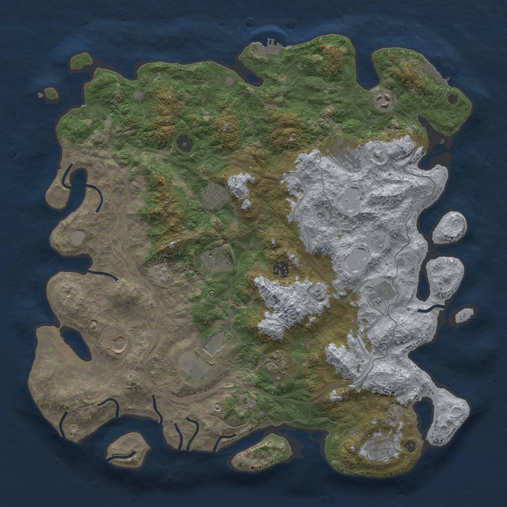 Rust Map: Procedural Map, Size: 4500, Seed: 1592913358, 20 Monuments