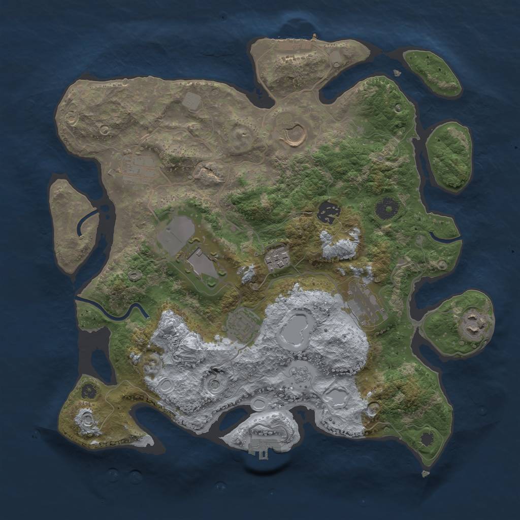 Rust Map: Procedural Map, Size: 3500, Seed: 1092543680, 17 Monuments