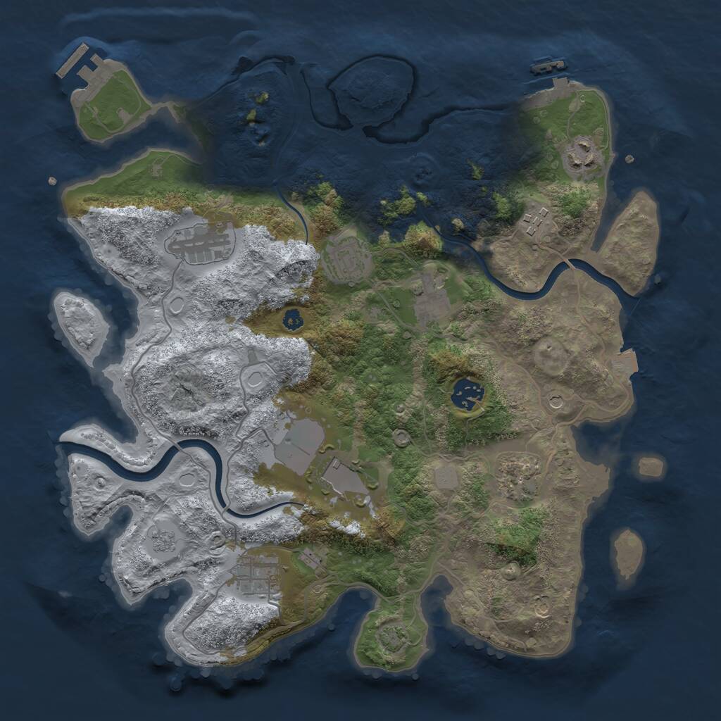 Rust Map: Procedural Map, Size: 3500, Seed: 1139243860, 15 Monuments