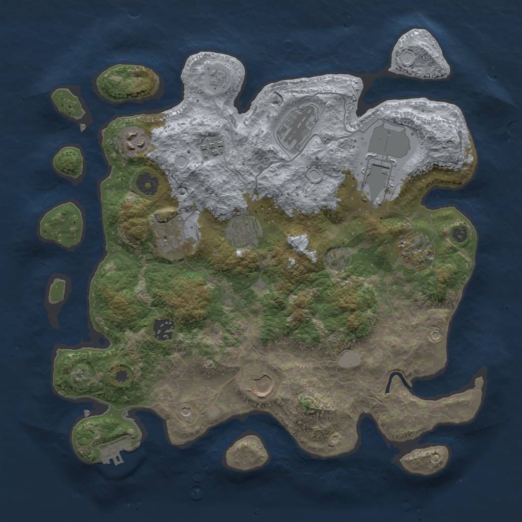 Rust Map: Procedural Map, Size: 3500, Seed: 1871570458, 17 Monuments
