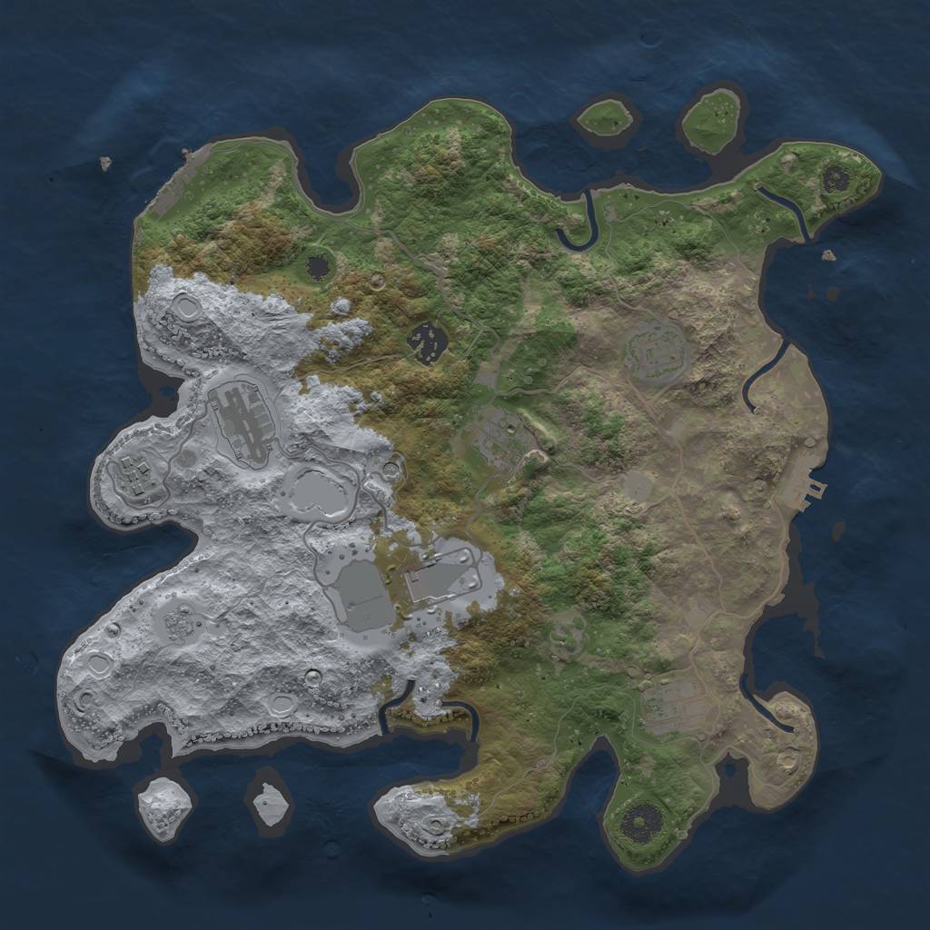 Rust Map: Procedural Map, Size: 3500, Seed: 32, 16 Monuments