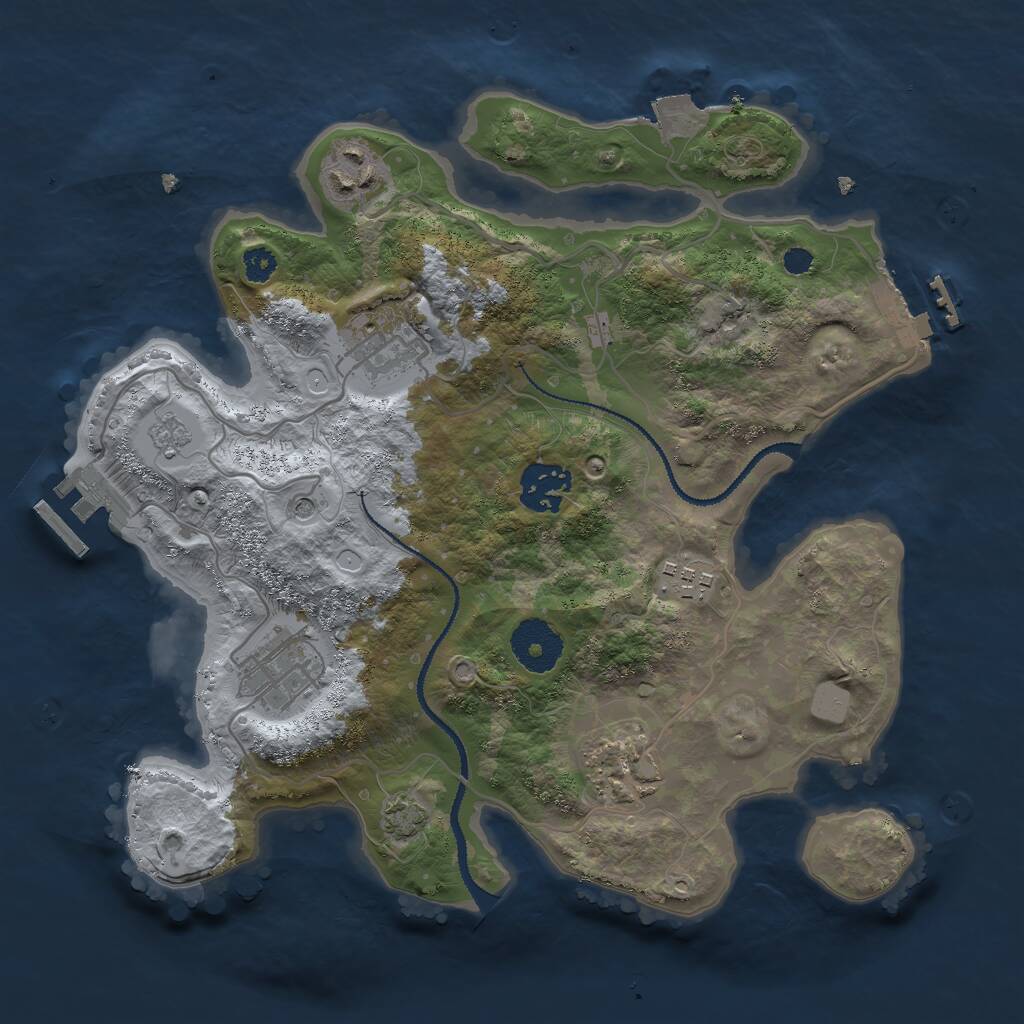 Rust Map: Procedural Map, Size: 3000, Seed: 527170025, 12 Monuments