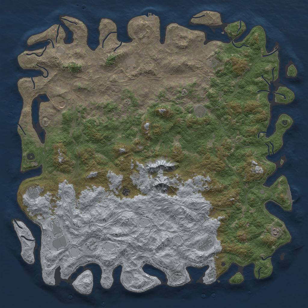 Rust Map: Procedural Map, Size: 6000, Seed: 1246, 20 Monuments