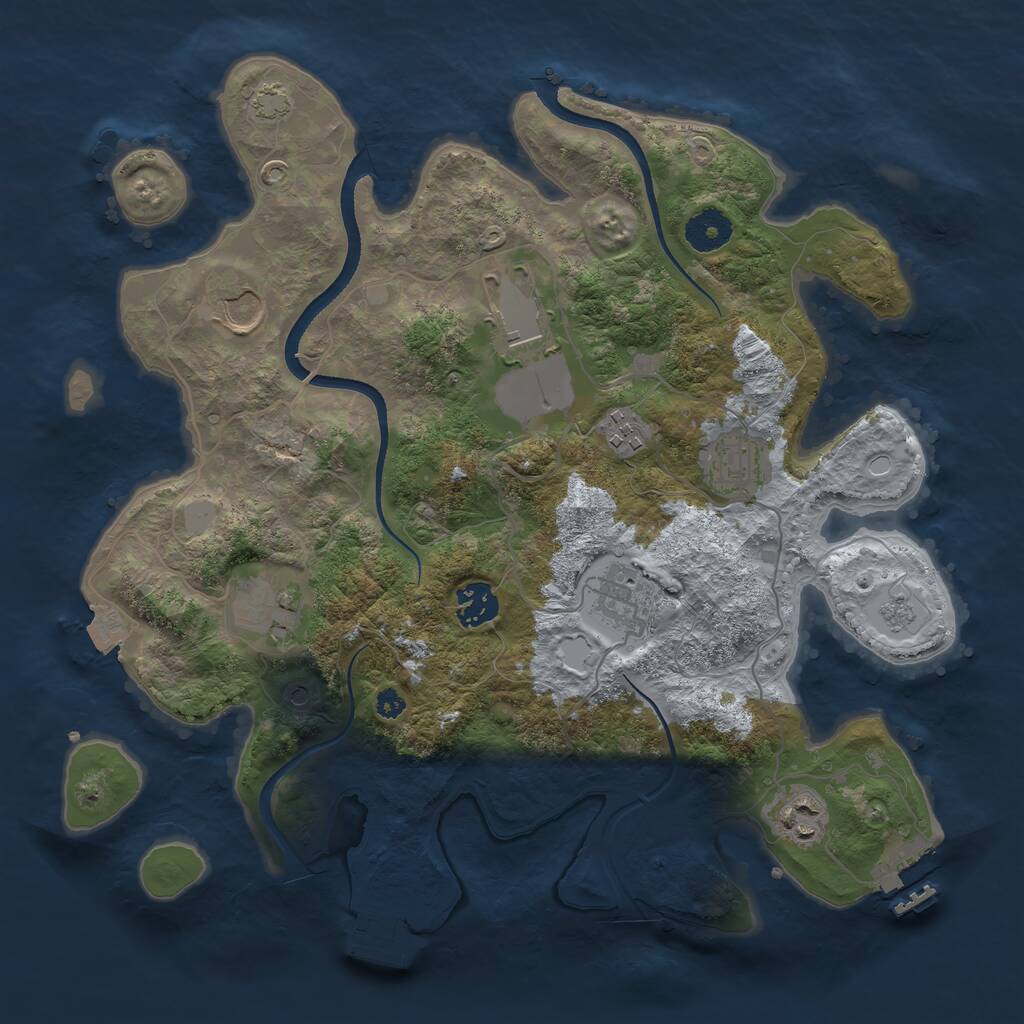 Rust Map: Procedural Map, Size: 3500, Seed: 562986130, 14 Monuments
